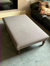 Upholstered woven fabric grey footstool coffee table