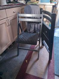 Pair of Black Folding Wooden Chairs - Good Condition