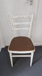 White Wooden Chair with Brown Seat Pad