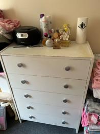 White Chest of 5 Drawers – Fair Condition