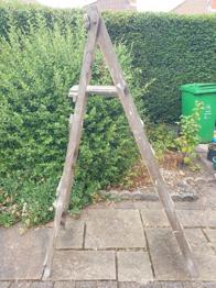 6foot Wooden A-Frame Step Ladder – Fair Condition