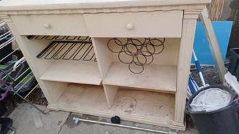 Cream Wood Sideboard with Wine Storage – Fair Condition