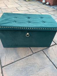 Emerald green storage ottoman