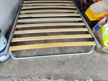 Metal Bed Frame with Slats – Fair Condition