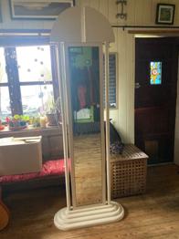 Freestanding Full-Length Mirror with Coat Hooks – Good Condition