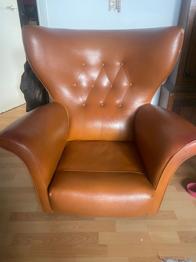 Tan Faux Leather Armchair – Good Condition