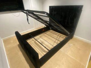 Free black fabric ottoman double bed frame