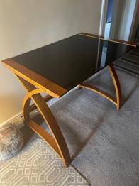 Free - Wooden desk with black glass top