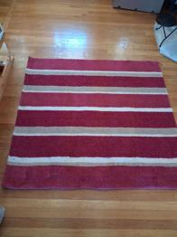 Striped Red and Cream Rug offcut