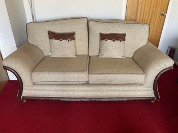 Three Seater Sofa with two Cushions and matching Armchair – FREE for uplift