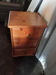 Solid Pine 2-Drawer Bedside Table / Cabinet – Good Condition